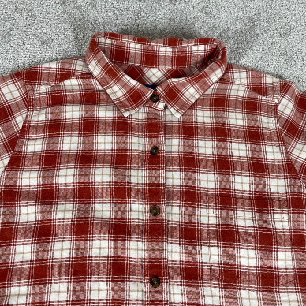 Pendleton Flannel Shirt Womens Medium Plaid Button Up Cotton Red Cabin‎ Outdoors